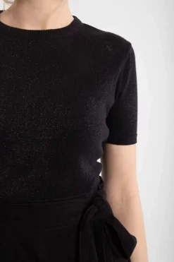 Danefæ Strickwaren>Danesilver Sweater Glitter Tee Black W. Black Glitter
