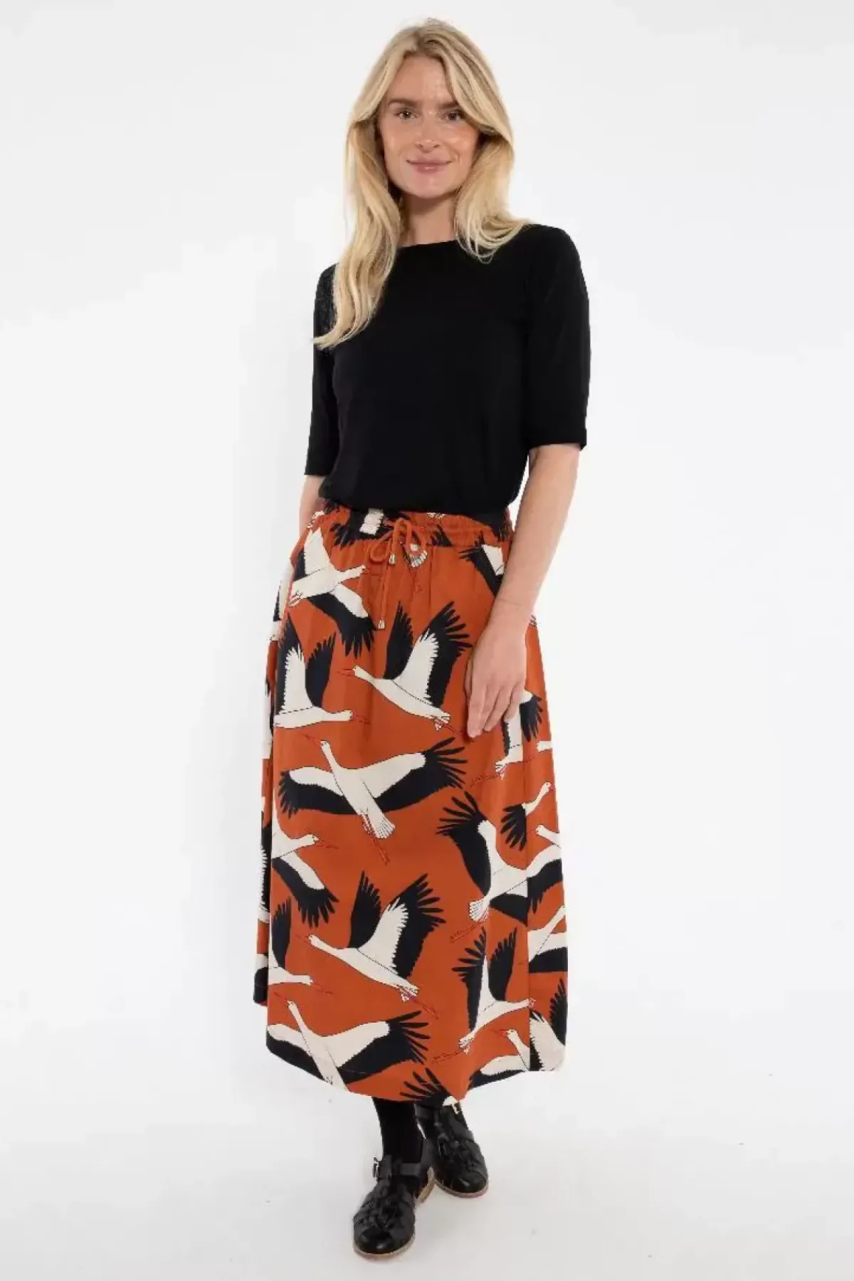 Danefæ Röcke>Danespresso Poplin Skirt Rust Big Stork