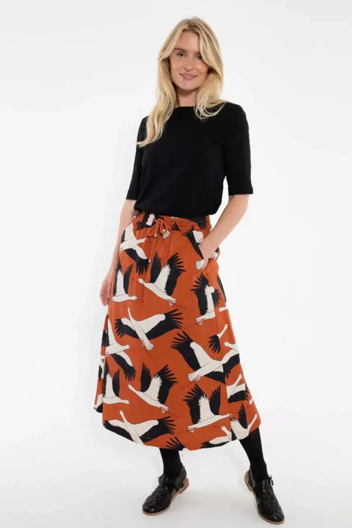 Danefæ Röcke>Danespresso Poplin Skirt Rust Big Stork