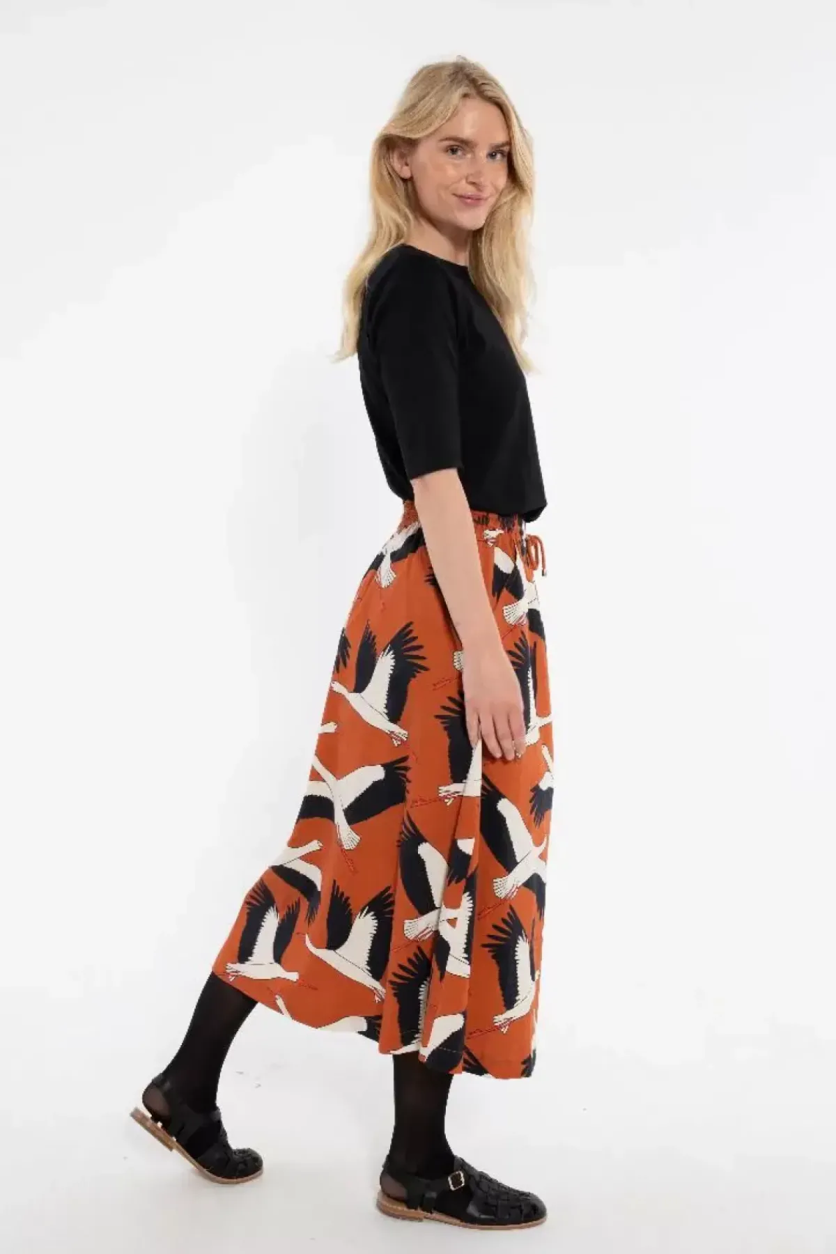 Danefæ Röcke>Danespresso Poplin Skirt Rust Big Stork