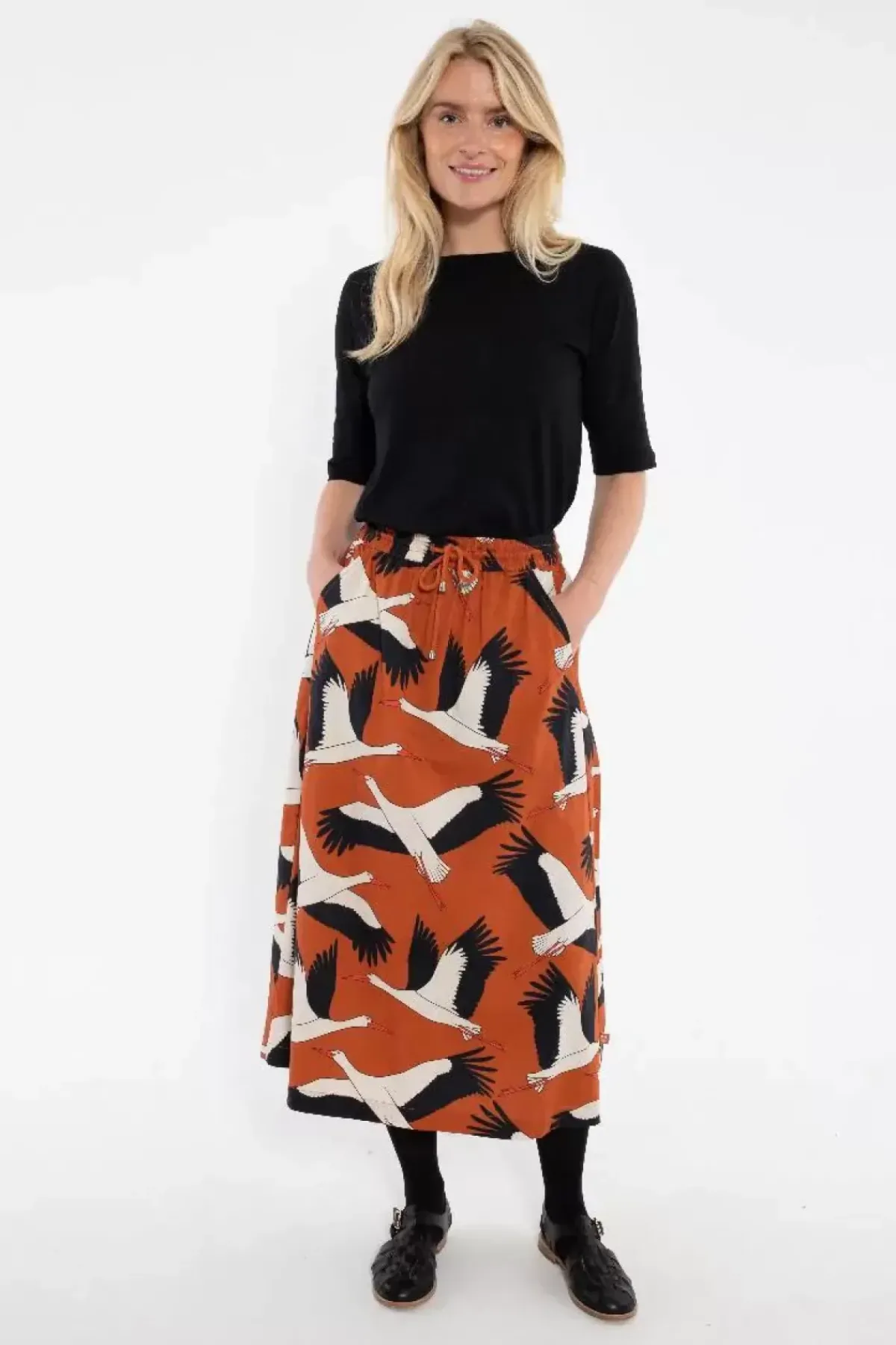 Danefæ Röcke>Danespresso Poplin Skirt Rust Big Stork