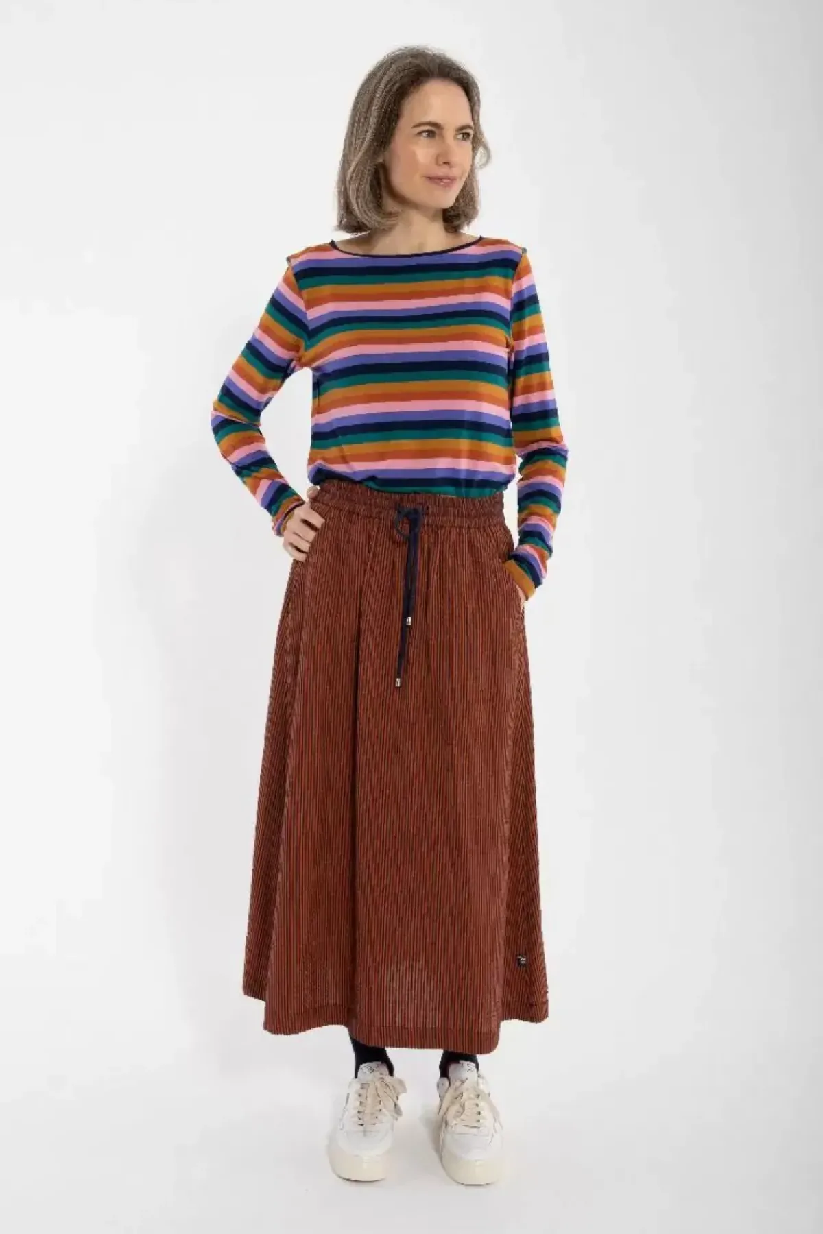 Danefæ Röcke>Danespresso Searsucker Skirt Rust/Dark Navy