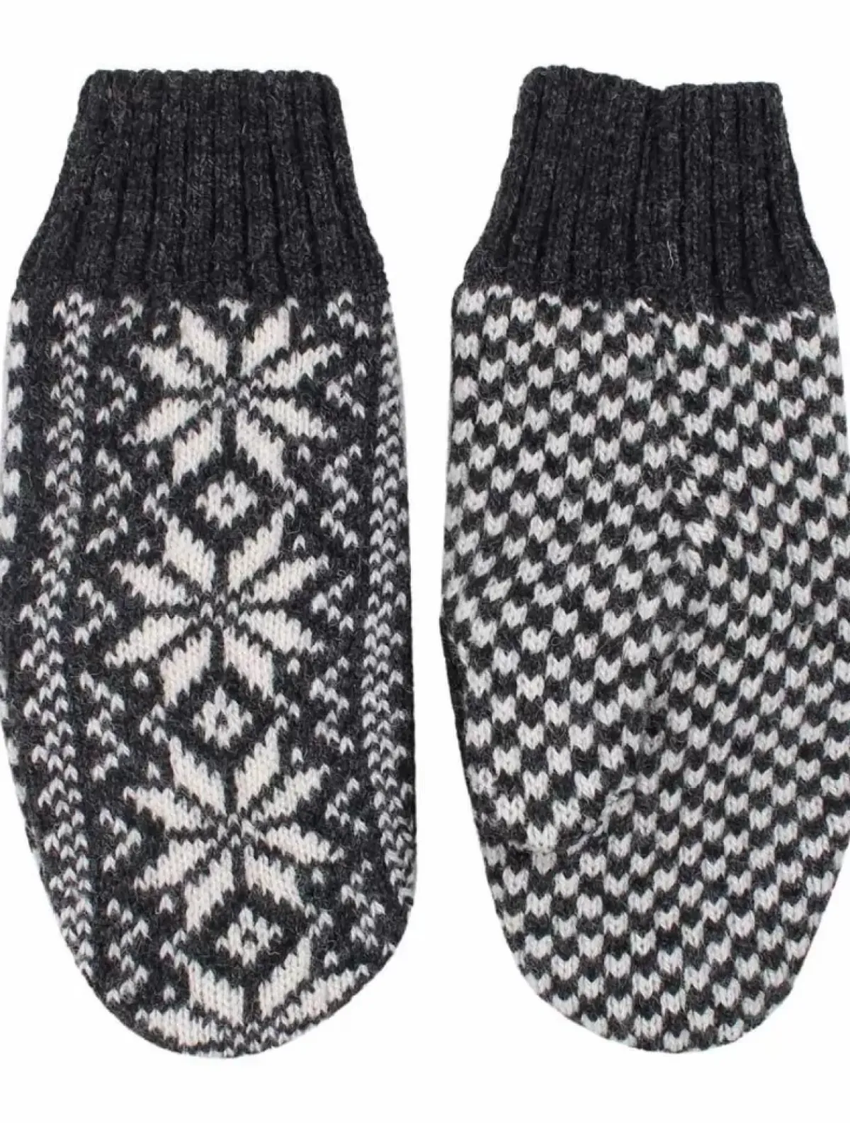 Danefæ Handschuhe>Danestay Warm Wool Mittens Dk Grey/White