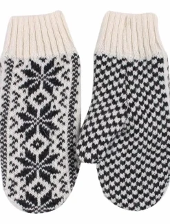 Danefæ Handschuhe>Danestay Warm Wool Mittens White/Dk Grey