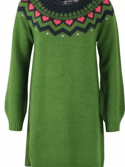 Danefæ Kleider>Danesukkertop Wool Sweater Dress Fall Jungle/Dk Navy/Rasberry Sorbet