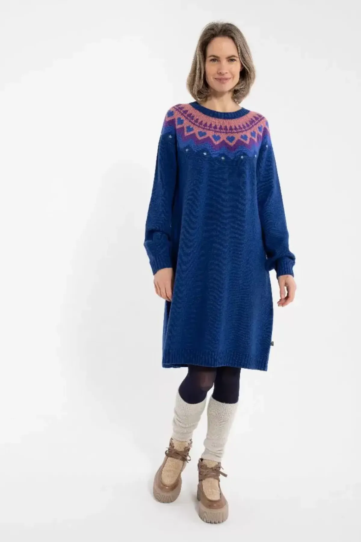 Danefæ Kleider>Danesukkertop Wool Sweater Dress Deep Marine