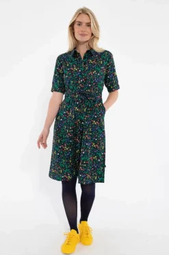 Danefæ Kleider>Danesusanne Poplin Dress Dk Navy Botanical