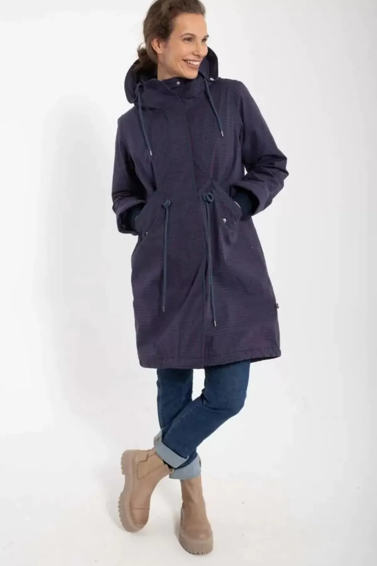 Danefæ Winterjacken>Danesvaneke Plaid Winter Parka Marine/Black/Redwine