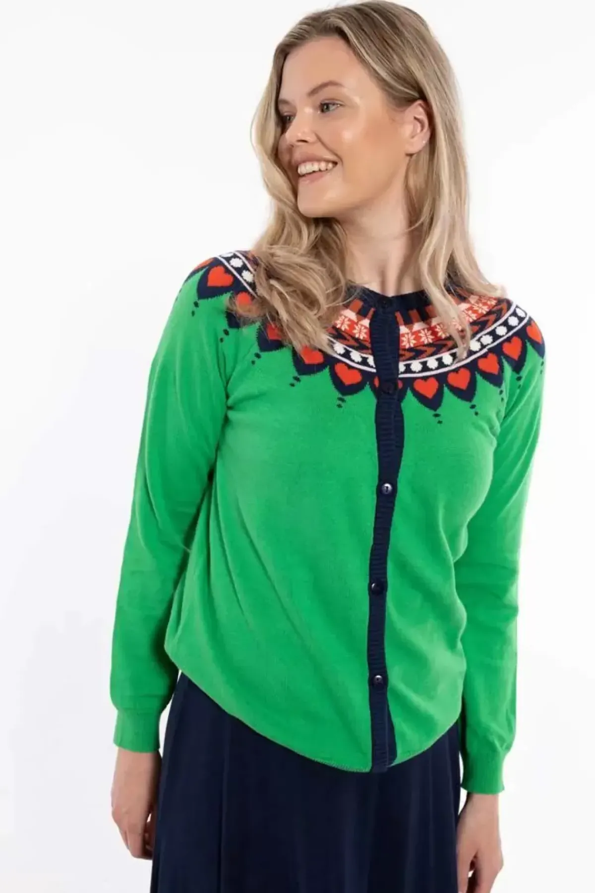 Danefæ Cardigan>Danesweetheart Cotton Knit Cardigan Green