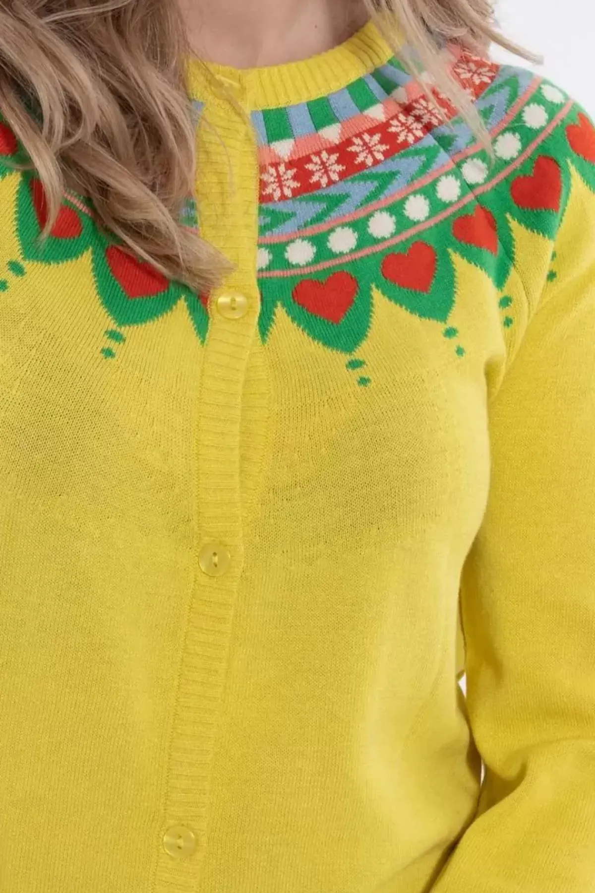 Danefæ Cardigan>Danesweetheart Cotton Knit Cardigan Faded Yellow