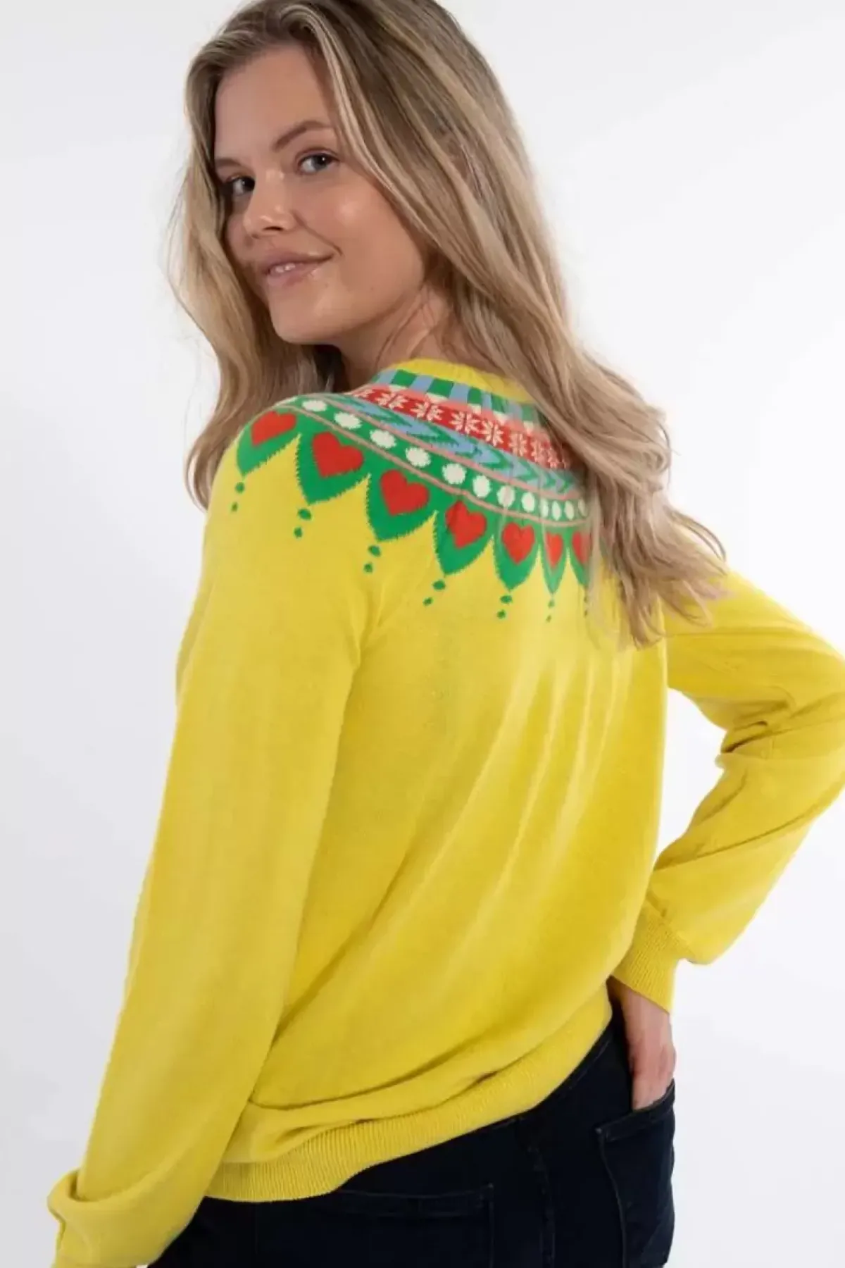 Danefæ Cardigan>Danesweetheart Cotton Knit Cardigan Faded Yellow