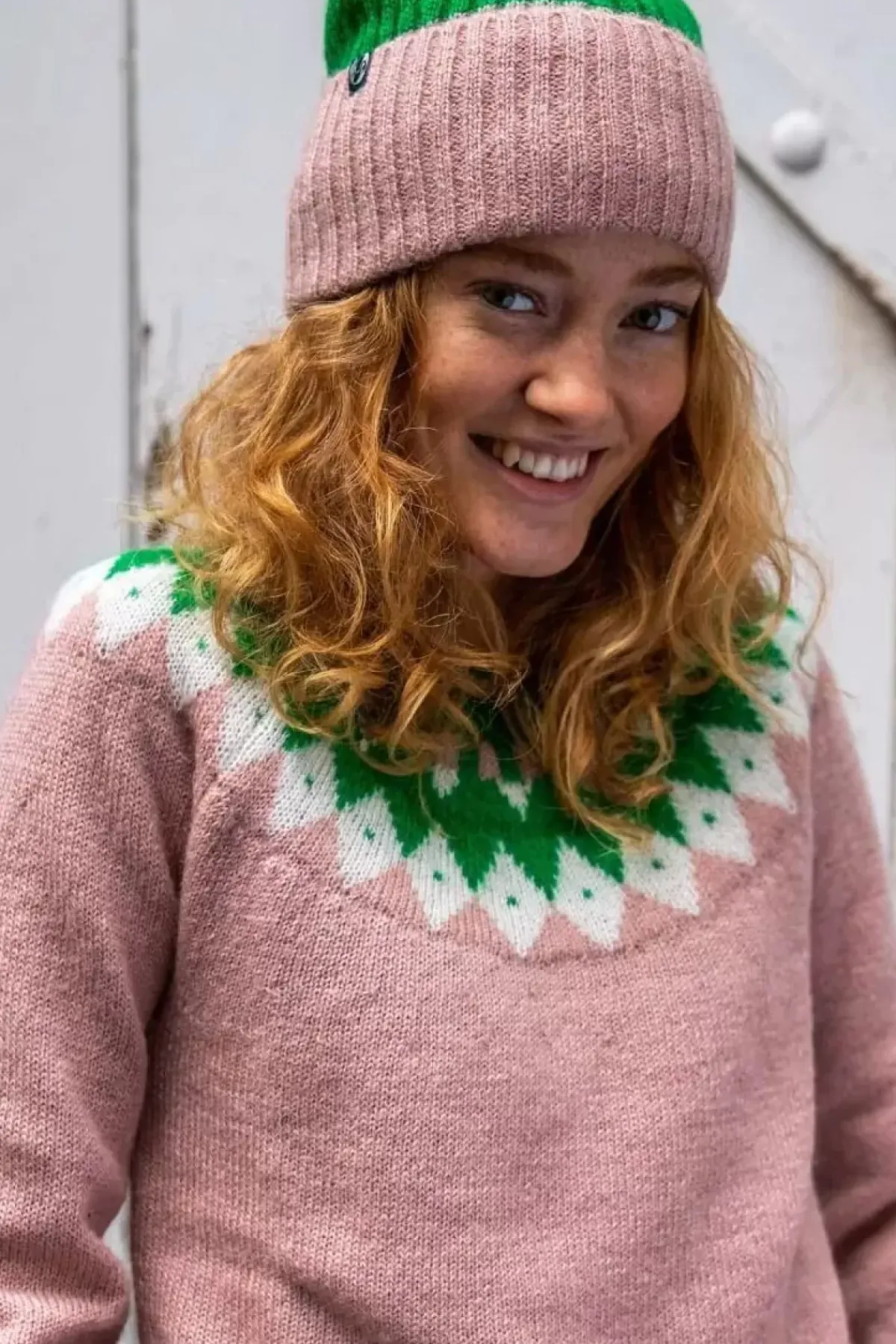 Danefæ Mützen/Hute>Danetop Beanie Powder Rose/Green