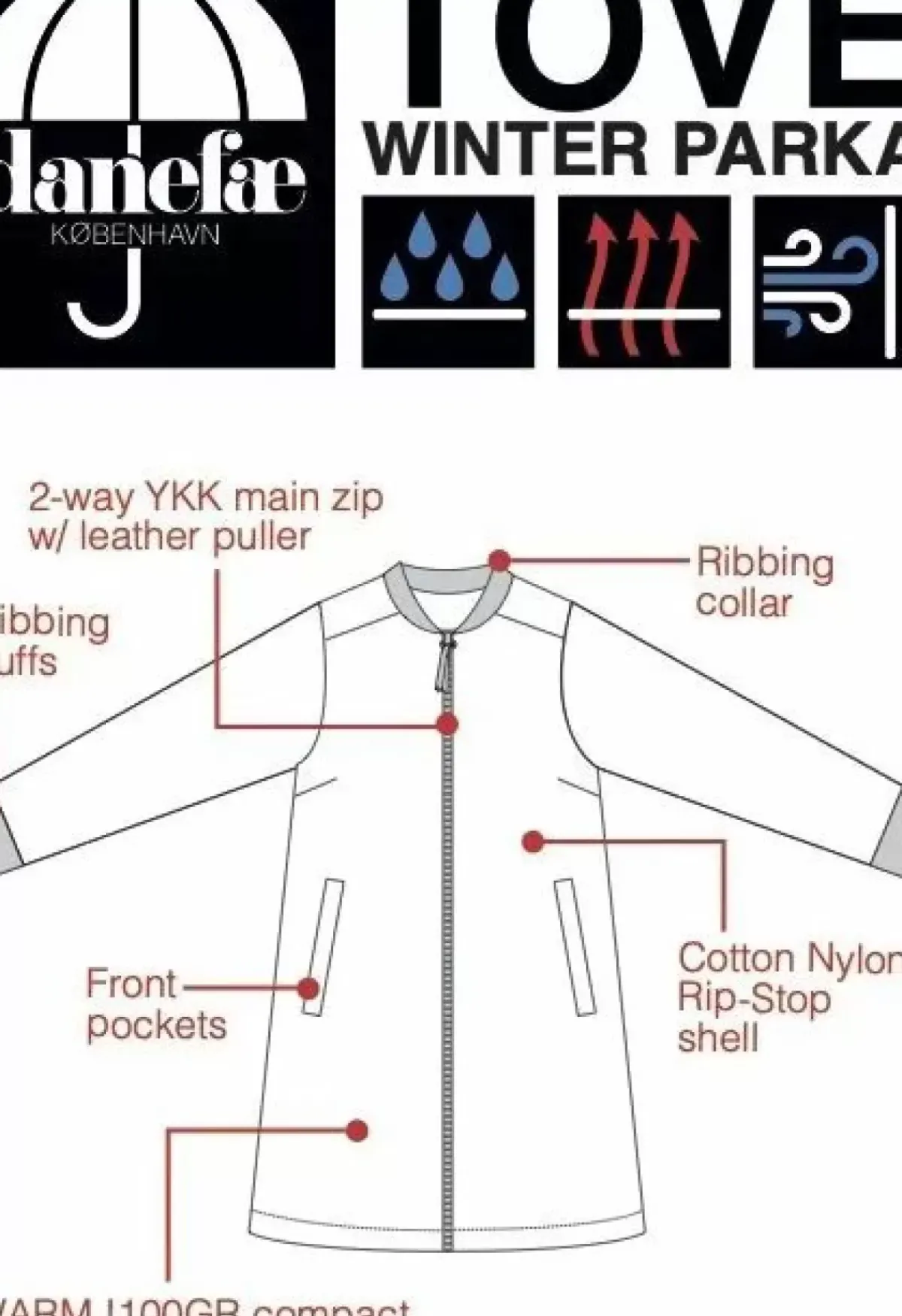 Danefæ Winterjacken>Danetove Winter Parka Black