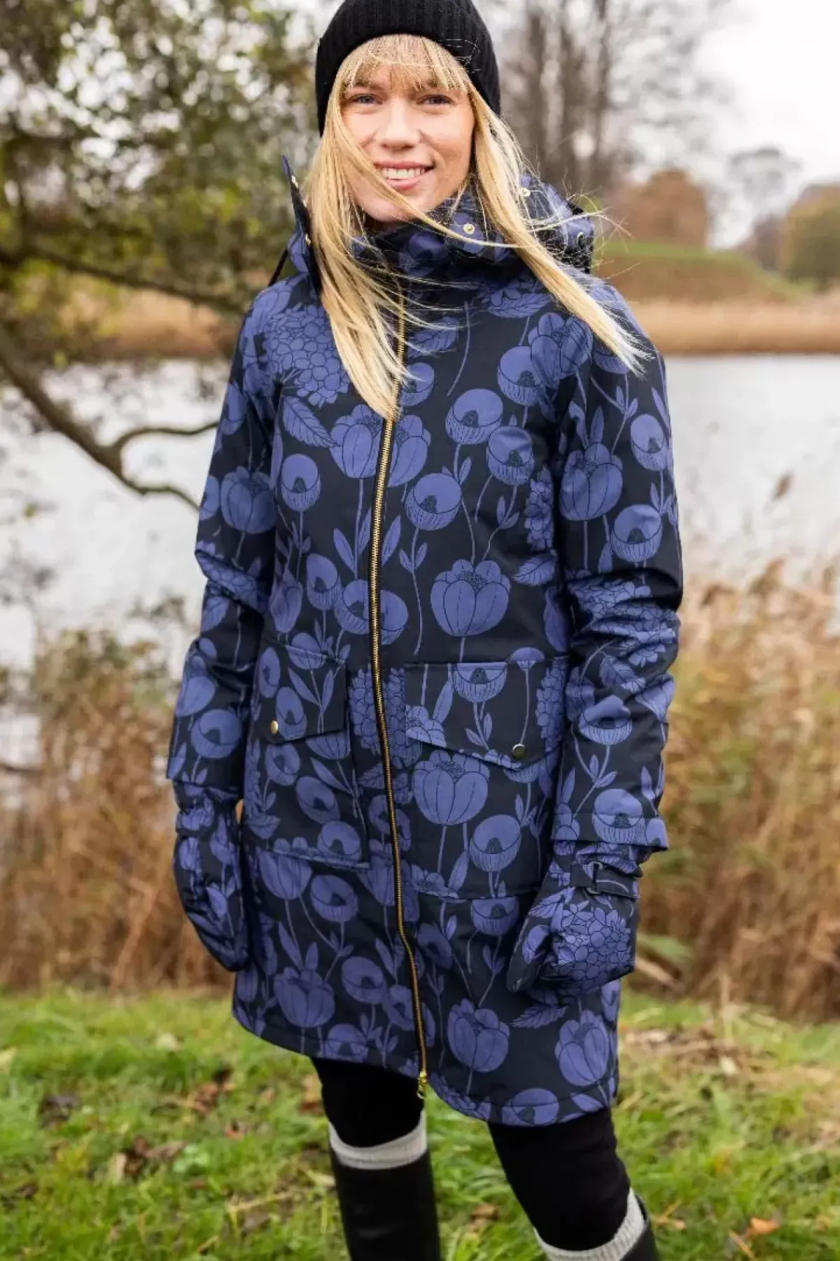 Danefæ Winterjacken>Daneturell Winter Coat Black Hortensia