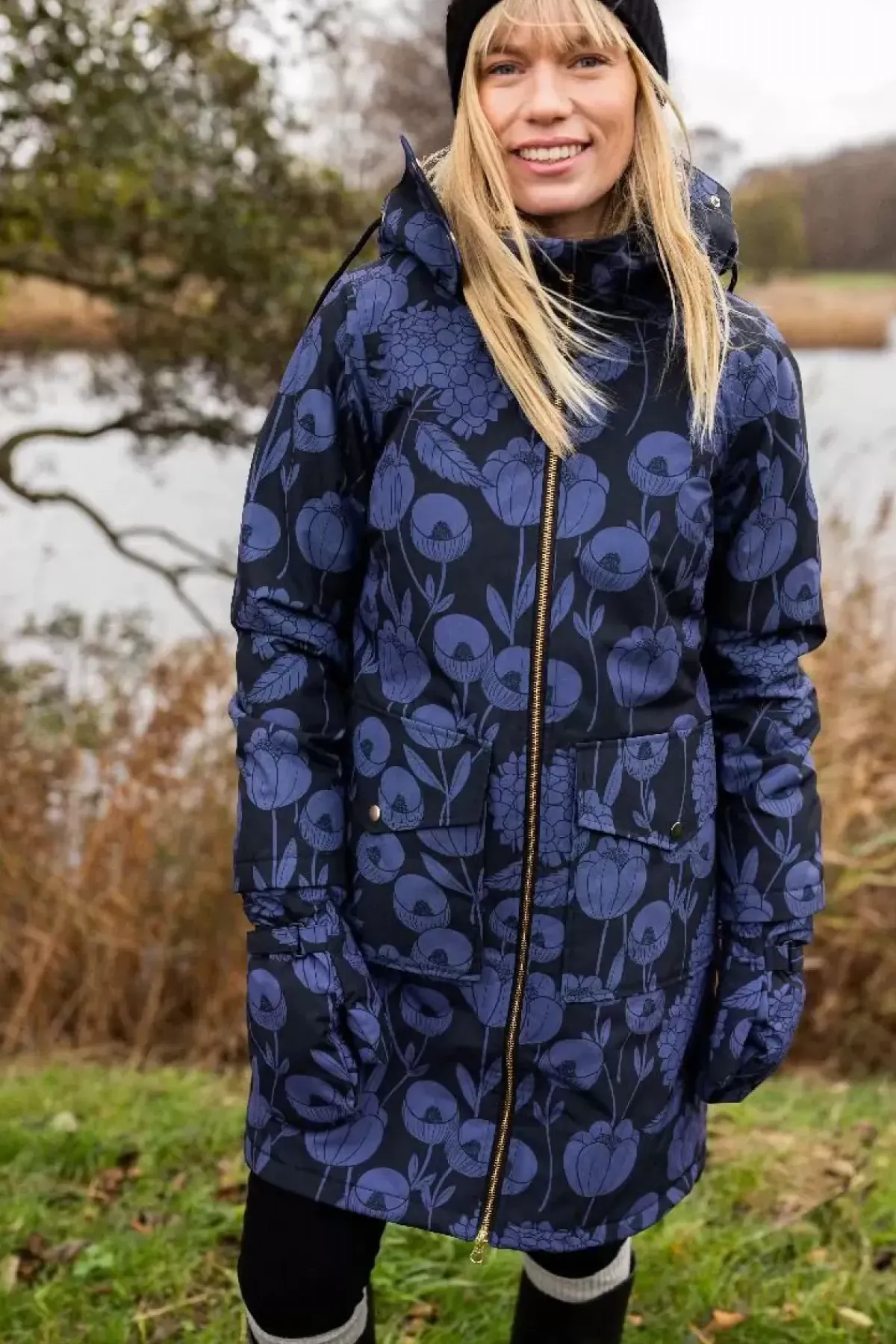 Danefæ Winterjacken>Daneturell Winter Coat Black Hortensia