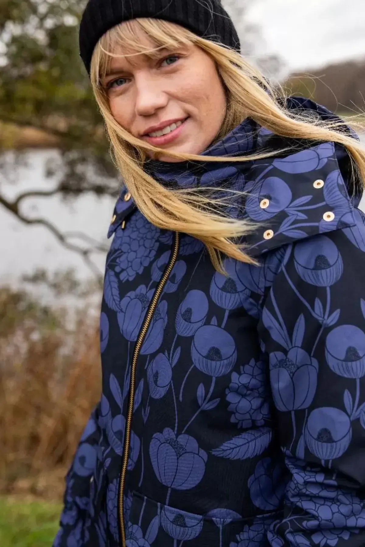 Danefæ Winterjacken>Daneturell Winter Coat Black Hortensia