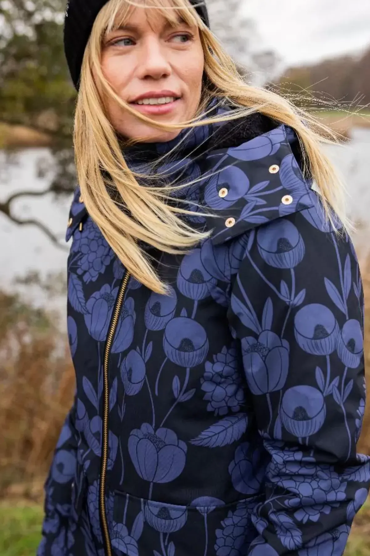 Danefæ Winterjacken>Daneturell Winter Coat Black Hortensia