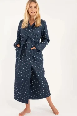 Danefæ Winter-Bademäntel>Daneviking Robe Navy Mini Flower