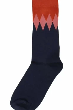 Danefæ Socken Und Strümpfe>Danewalk With Me Socks Dk Navy/Brick Diamonds