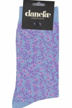 Danefæ Socken Und Strümpfe>Danewalk With Me Socks Light Blue Big Fleurie