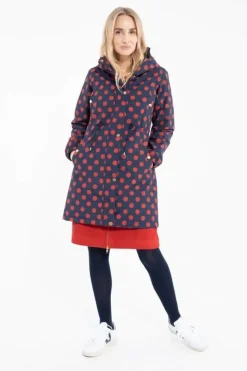 Danefæ Winterjacken>Danflora Winter Parka Dark Navy/Dark Rust Dots