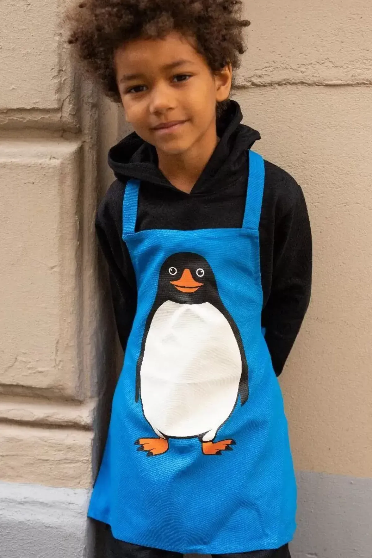Danefæ Textilien Für Kinder>Dyr Apron - Kids Blue Pingvin