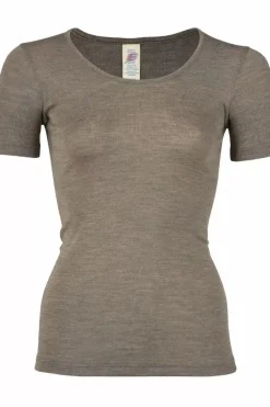 Danefæ T-Shirts>Engel Wool Natur Ladies Shirt Ss Walnut