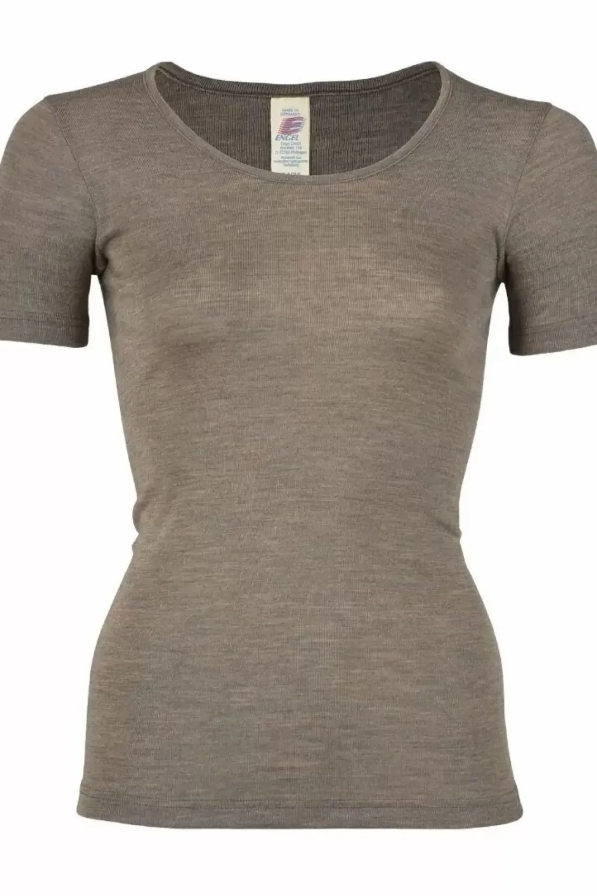 Danefæ T-Shirts>Engel Wool Natur Ladies Shirt Ss Walnut