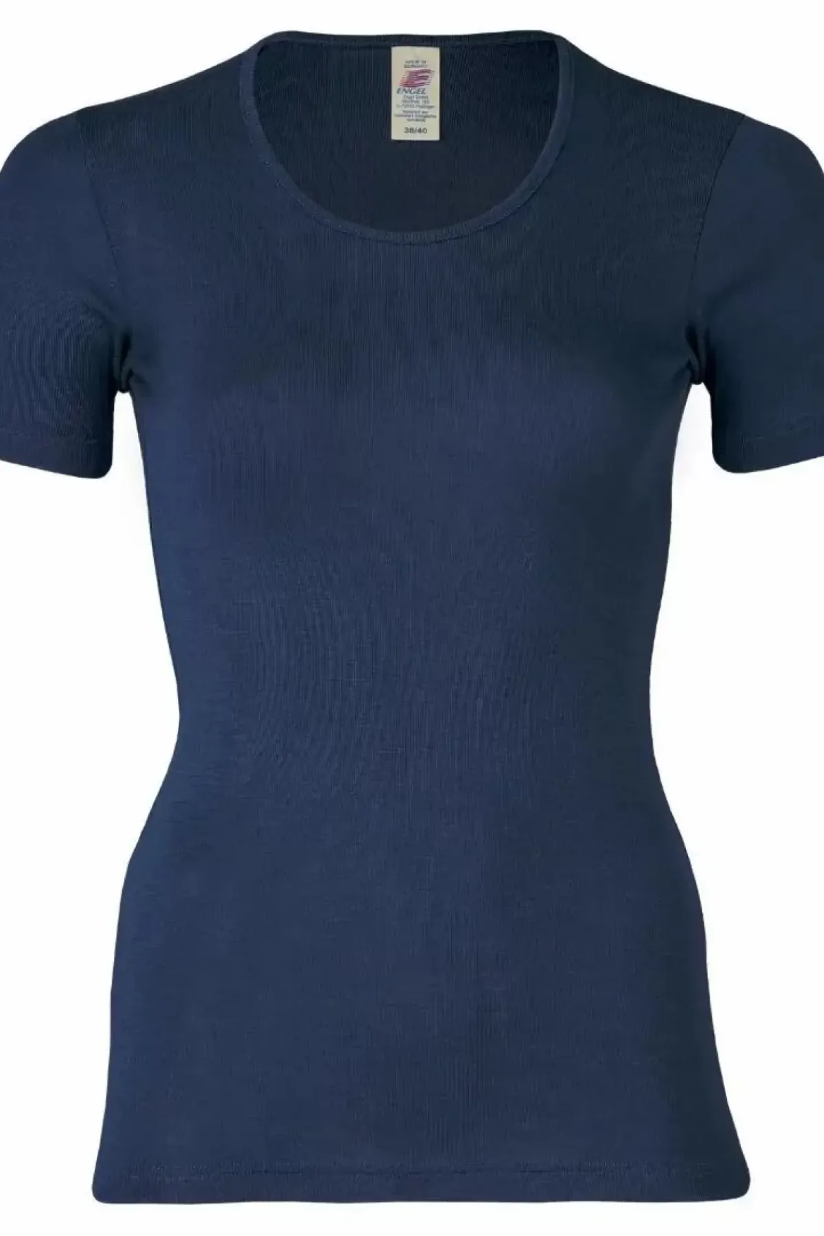 Danefæ T-Shirts>Engel Wool Natur Ladies Shirt Ss Navy Blue