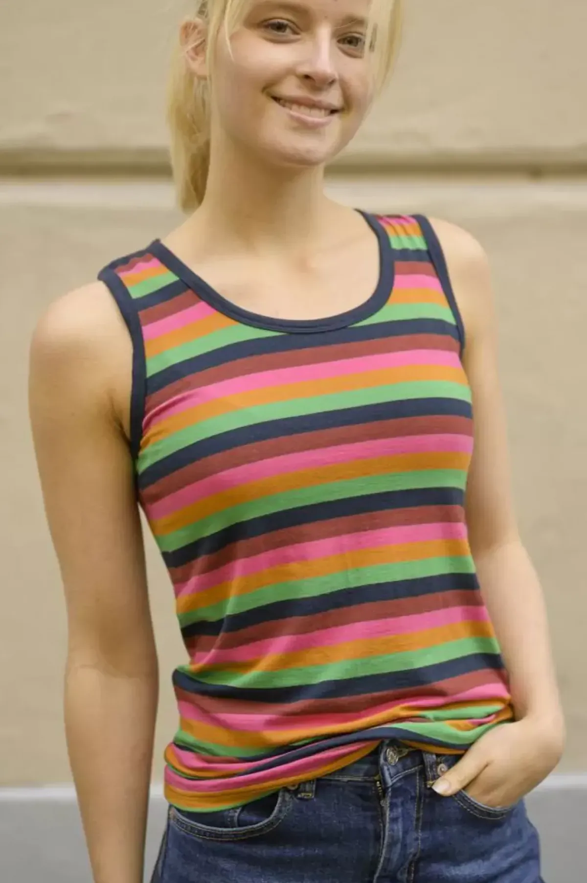 Danefæ Tops>Ess - Allinge Wool Top Tonic Stripe