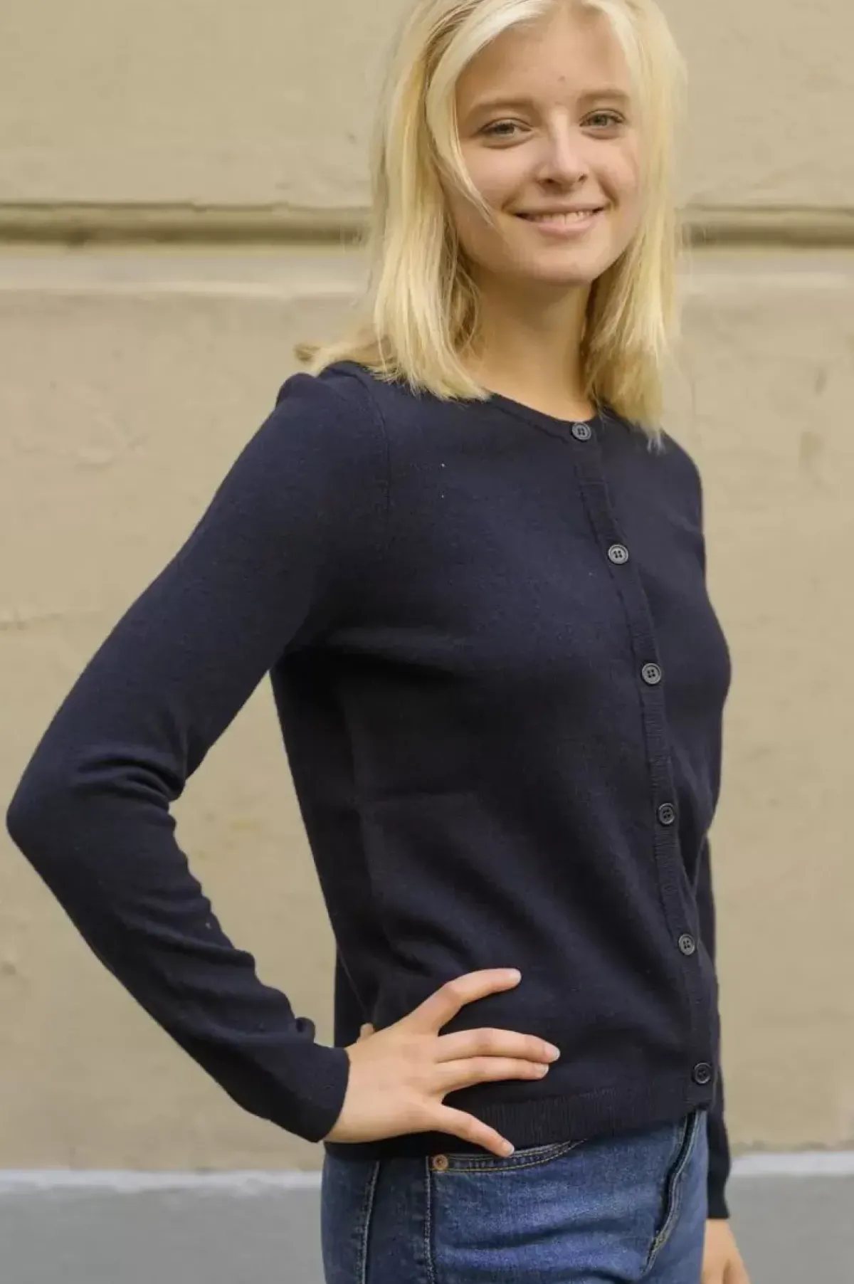 Danefæ Cardigan>Ess - Forget Me Not Merino Cardigan Navy