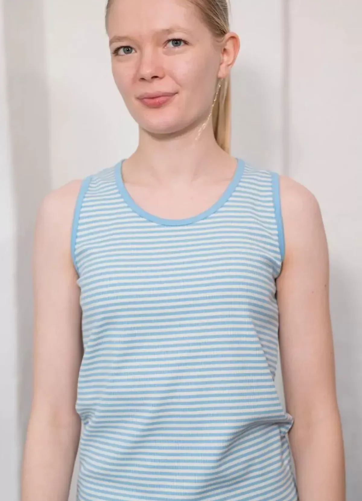 Danefæ Tops>Ess - Organic Danallinge Top Baby Blue/Chalk