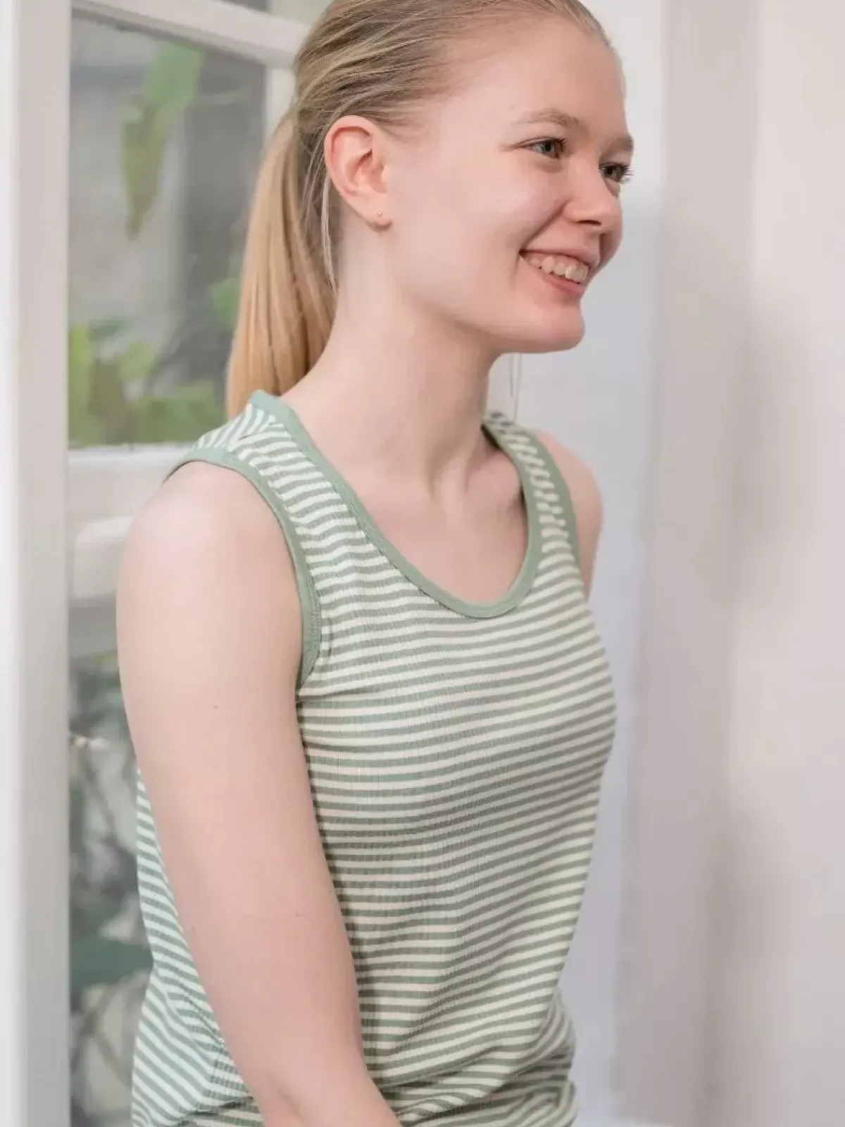 Danefæ Tops>Ess - Organic Danallinge Top Dry Sage/Chalk