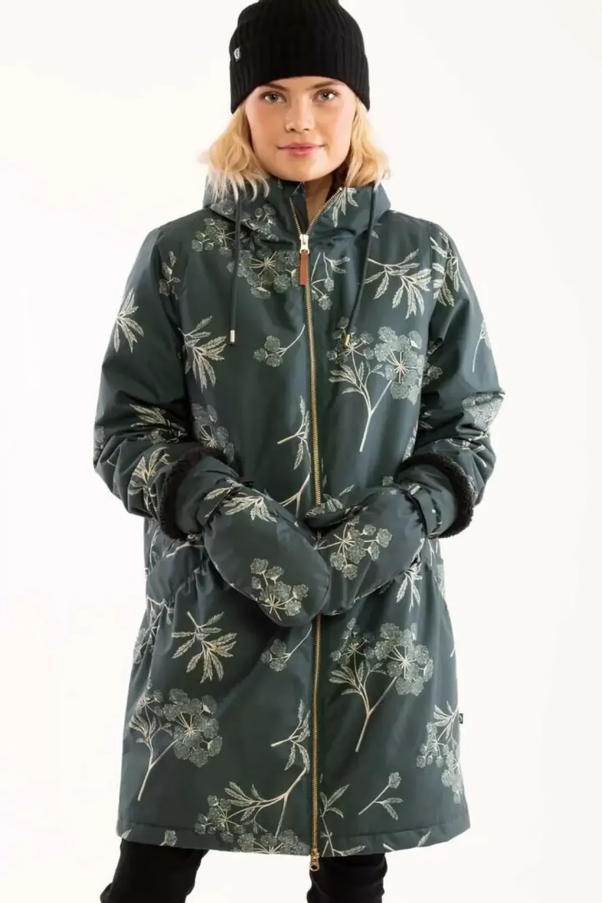 Danefæ Winterjacken>Gurli Winter Parka Black Green/Light Beige Hemlock