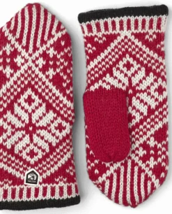 Danefæ Handschuhe>Hestra Nordic Wool Mittens Red/Off White