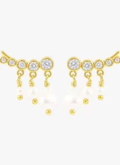 Danefæ Schmuck>Hultquist Cph River Pearl Oreringe Guldbelagt