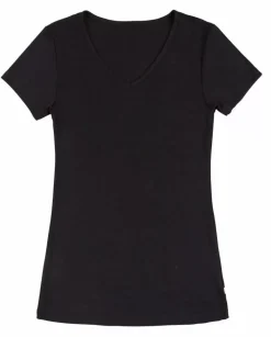 Danefæ T-Shirts>Joha Blouse Ss Sara Wool/Silk Black