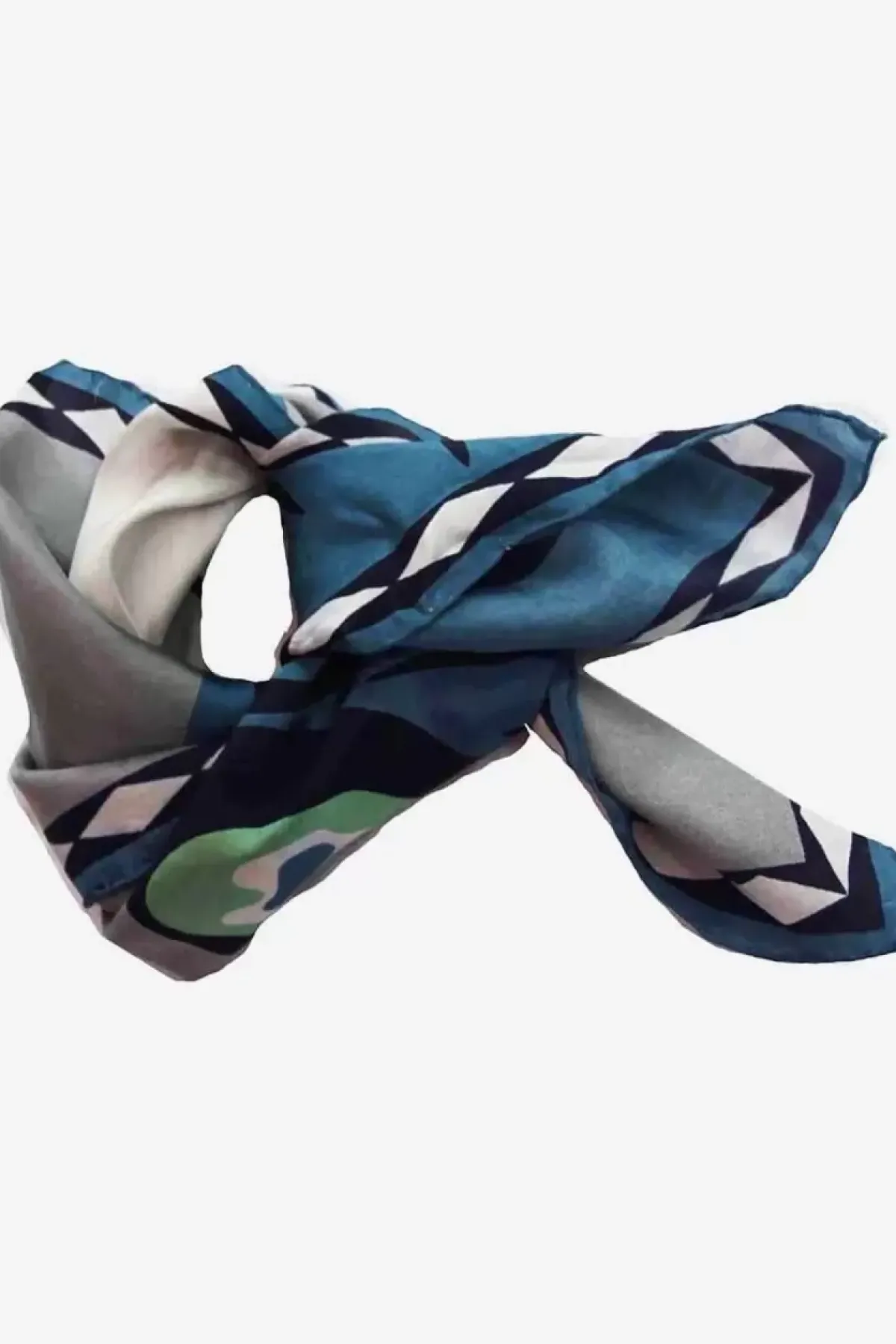 Danefæ Schals>Les Belles Vagabondes Mini Silk Scarf Peacock Grey