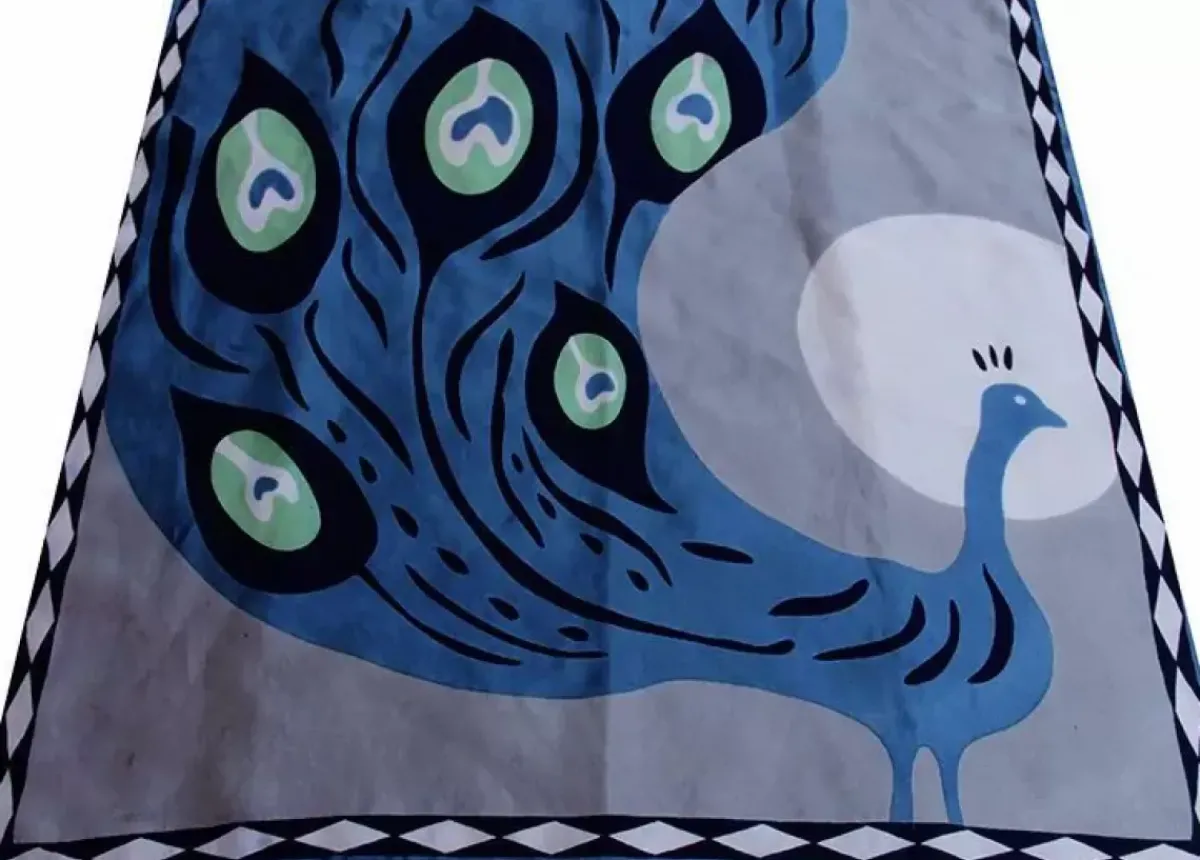Danefæ Schals>Les Belles Vagabondes Mini Silk Scarf Peacock Grey
