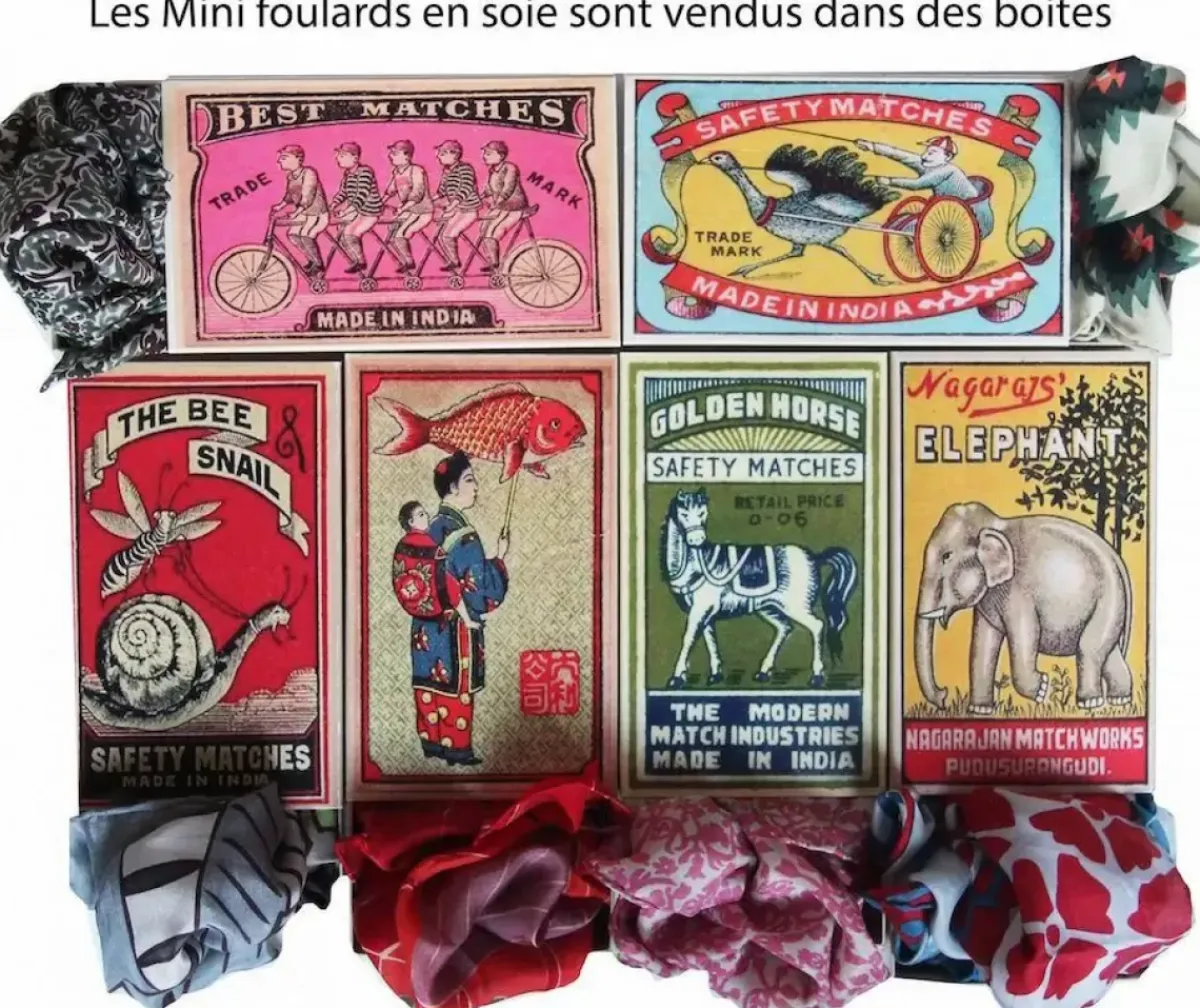 Danefæ Schals>Les Belles Vagabondes Mini Silk Scarf Kaleidoscope Prune