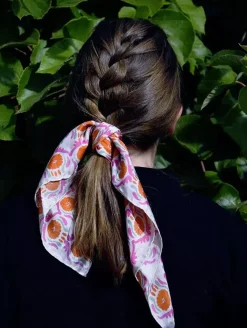 Danefæ Schals>Les Belles Vagabondes Mini Silk Scarf Jaipur Pink/Orange