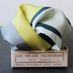 Danefæ Schals>Les Belles Vagabondes Mini Silk Scarf Expression Yellow