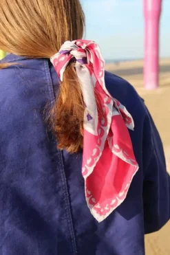 Danefæ Schals>Les Belles Vagabondes Mini Silk Scarf Mogador Pink