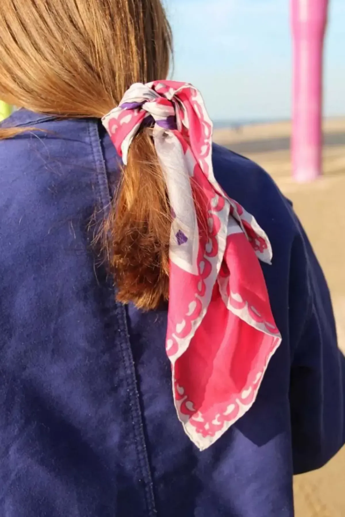 Danefæ Schals>Les Belles Vagabondes Mini Silk Scarf Mogador Pink