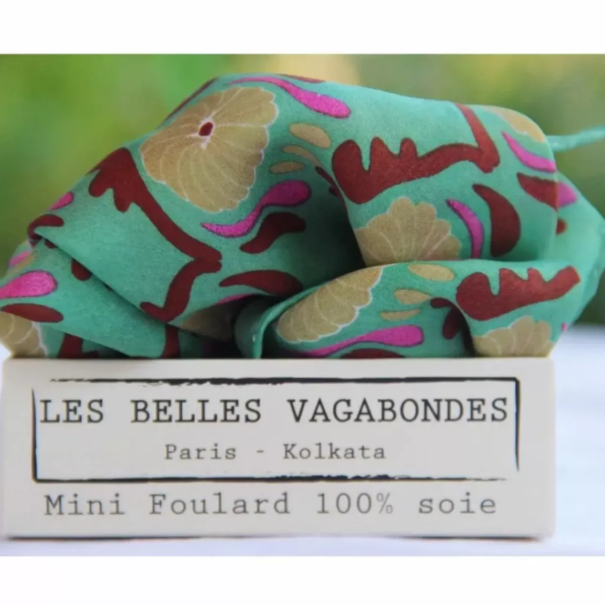 Danefæ Schals>Les Belles Vagabondes Mini Silk Scarf Jaipur Green
