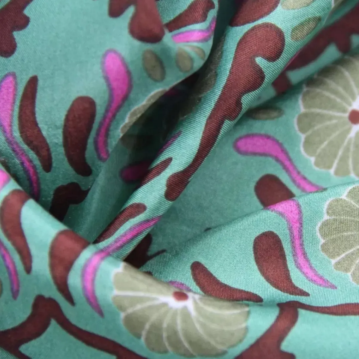 Danefæ Schals>Les Belles Vagabondes Mini Silk Scarf Jaipur Green