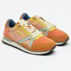 Danefæ Sneakers>M.Moustache Andre Running Sneakers Suede Cognac Saumon Vert D'Eau