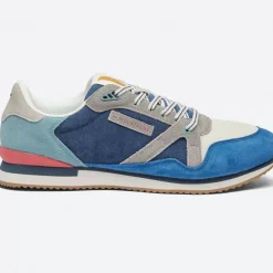 Danefæ Sneakers>M.Moustache Andre Running Sneakers Suede Bleu Ecru Gris