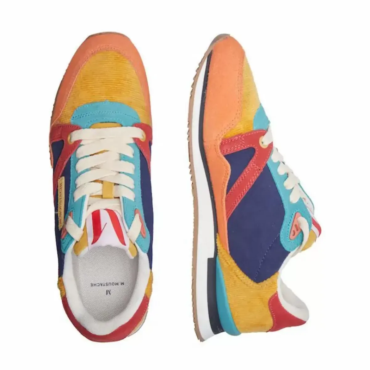 Danefæ Sneakers>M.Moustache Andre Running Sneakers Suede Orange Et Velours Cotele