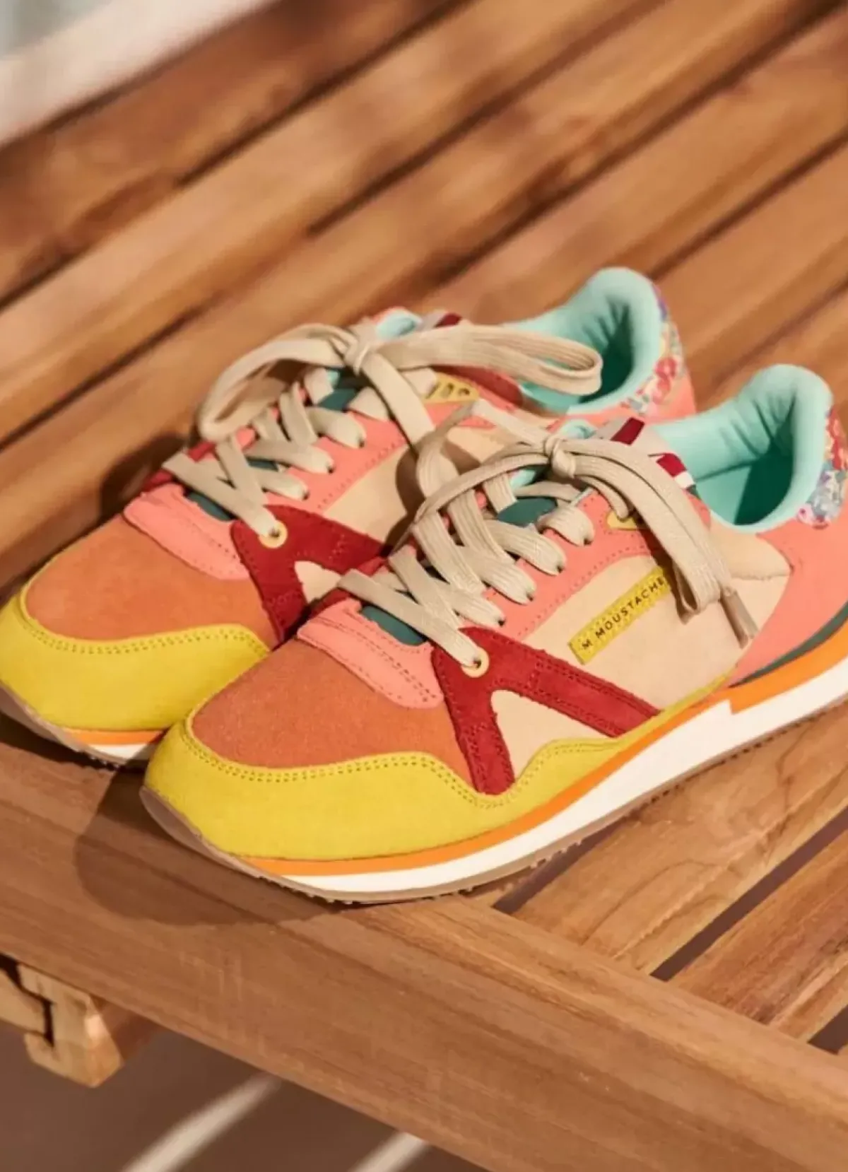 Danefæ Sneakers>M.Moustache Andre Running Sneakers Suede Jaune Orange Carmin